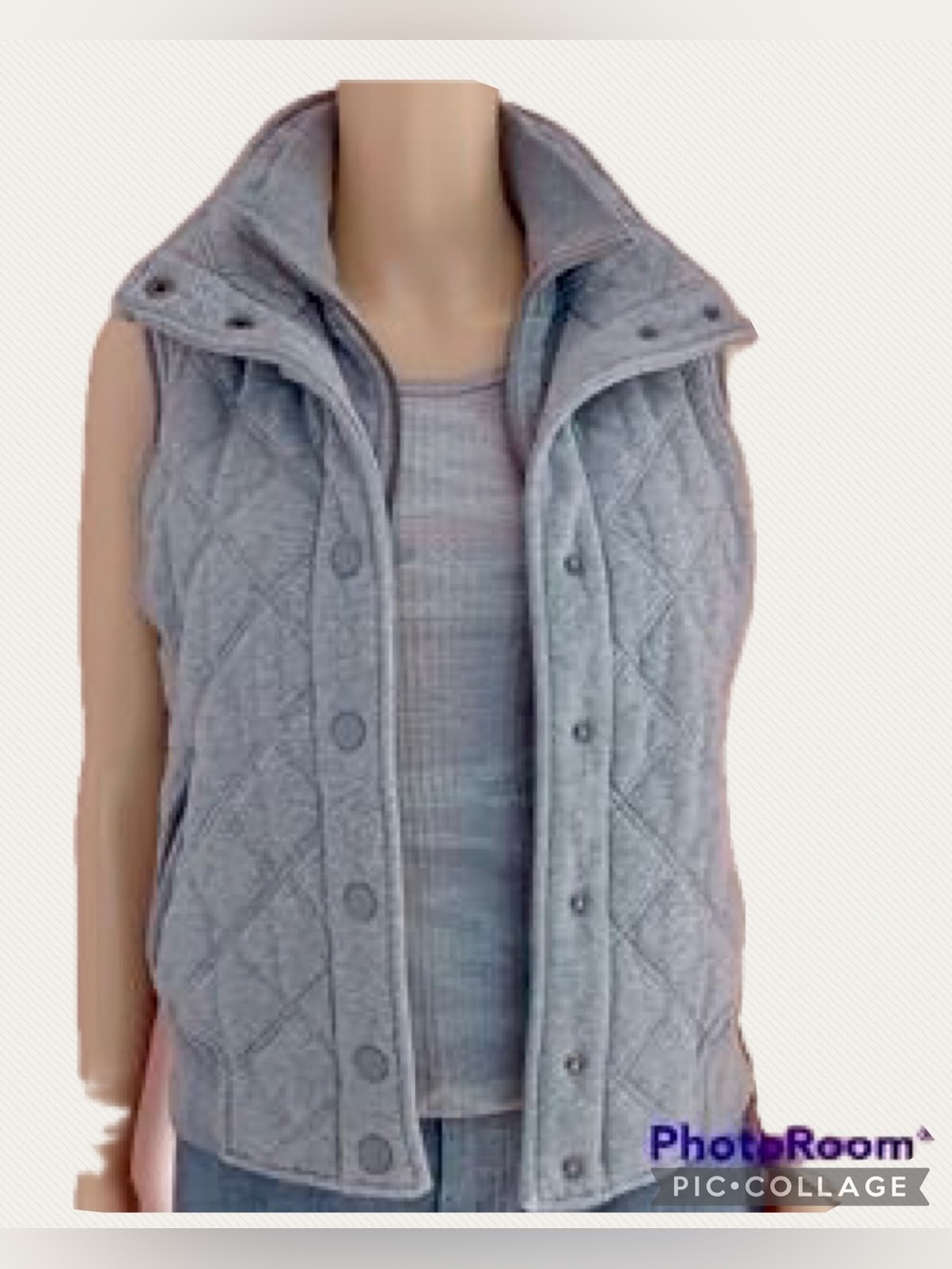 Aeropostale Eighty Seven Quilted Cotton Gray Zip-Up Puffer Vest Size M